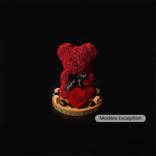 Nounours avec 1 Rose Éternelle