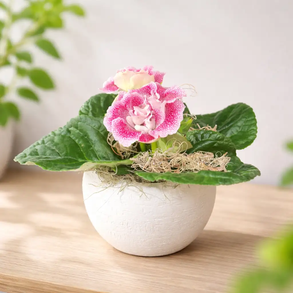 Gloxinia rose*blanc