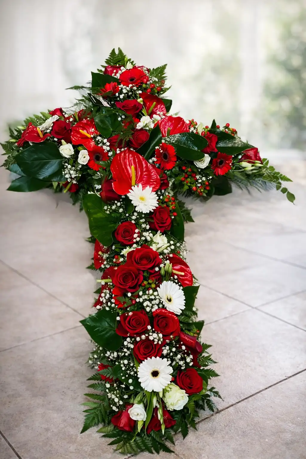 Croix florale- Amour et souvenir