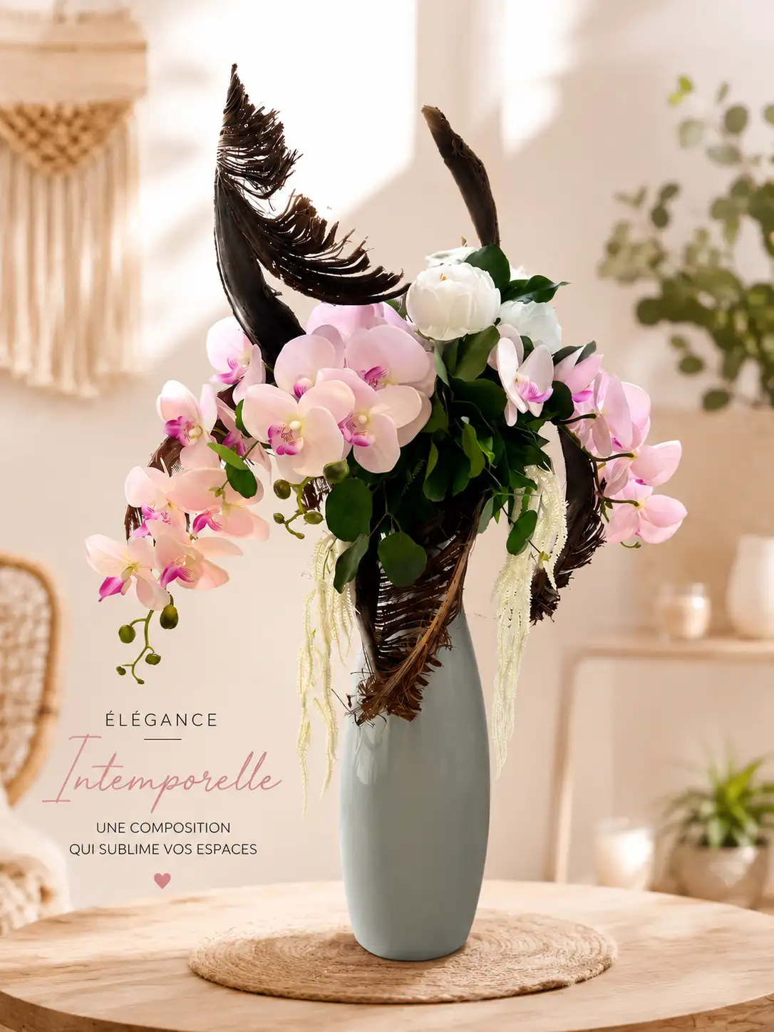 Composition Élégance Orchidée Composition florale artificielle – H. 87 cm